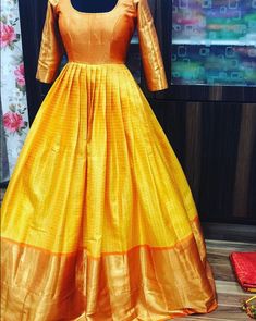 Pattu Dress, Kalamkari Dresses, Global Desi, Ikkat Dresses, Designer Anarkali Dresses, Frock Fashion, Ikat Dress, Sari Dress