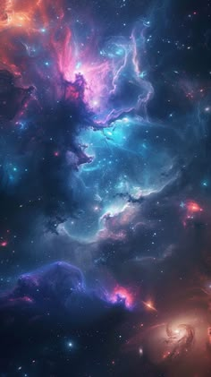 an image of colorful space with stars in the background