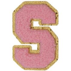 the letter s is made out of gold and pink fabric