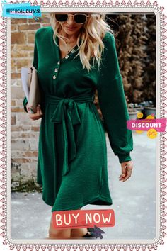 Women's New Long Sleeve Knitted Dress Winter Knit Dress In Solid Color, Solid Color Knit Dress For Fall, Green Knit Dresses For Winter, Solid Winter Loungewear Dresses, Knit Solid Color Dress For Fall, Winter Loungewear Dress, Knit Sweater Dress For Winter Day Out, Fall Knit Dress In Solid Color, Fall Knit Solid Color Dress