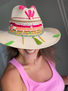 Taganga Hat Straw Hat Crafts, Womens Sun Hat, Hats For Summer, Beach Hats For Women, Womens Fedora Hat, شال كروشيه, Handmade Hats, Womens Fedora, Summer Straw Hat