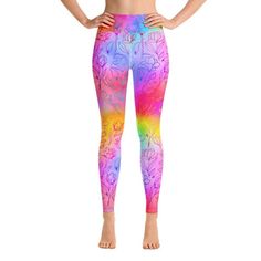 Playful Multicolor Spring Leggings, Fun Multicolor Fitted Leggings, Fitted Multicolor Fun Leggings, Spring Yoga Multicolor Leggings, Iphone Case Photo, Rainbow Leggings, Black Tunic Tops, Neon Rainbow, Black Tunic