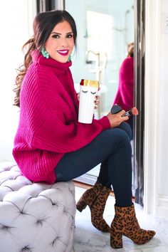 Pink Sweater Outfit Work, Colorful Fall Fashion, Pink Sweater Outfit Fall, House Of Color Winter, Pink Sweater Outfit, Chique Outfit, Looks Pinterest, Fall Beauty, The Sweetest Thing