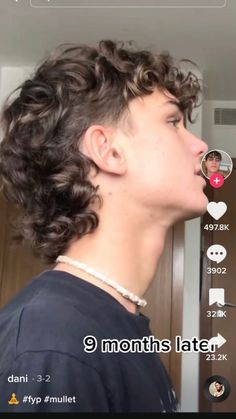 Mullet With Wavy Hair, Men Curly Wolfcut, Cute Mullet Boys, Men Curly Haircut Styles, Fluffy Curly Mullet, Longer Curly Hair Men, Modern Mullet Wavy Hair, Male Curly Mullet, Low Taper Mullet Curly