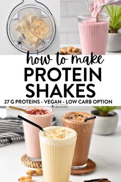 These Protein Shake Recipes are the best high-protein post-work out drink to build body muscles, refresh and fell full for hours. Plus, all these shake recipes are also dairy-free, vegan friendly with low-carb options. Vegan Breakfast Shake, Protein Shakes With Powder, Ensure Milkshake Recipes, Natures Bounty Protein Shake Recipes, Owyn Protein Shake, Low Carb High Protein Smoothie Recipes, Flavcity Protein Powder Recipes, High Protein Low Carb Shakes, Primer Protein Shake Recipes