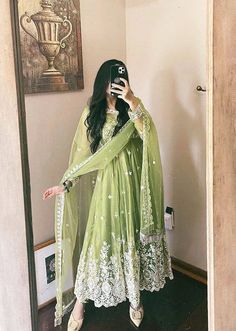 Light Green Gown, Embroidery Gown