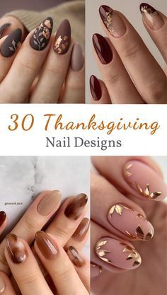 Nails For Thanksgiving And Christmas, Professional Holiday Nails, Christmas Picture Nails, Red And Brown Fall Nails, Thanksgiving Gel Nails Colors, Christmas Thanksgiving Nails, Holiday Nails Fall, Simple Thanksgiving Nail Designs, Fall Thanksgiving Nails 2023