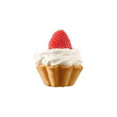 a cupcake with whipped cream and a strawberry on top