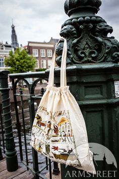 Cotton Shopping Bag with “Tapestry of War” Print for sale. Available in: cotton sheeting non-bleached (natural) :: by medieval store ArmStreet Cotton Tote Bag