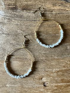 Beautiful boho neutral handbeaded heishi must’s! -1.5” hoop Beaded Hoops, Hand Beading, Vintage Designs, Coco, My Style