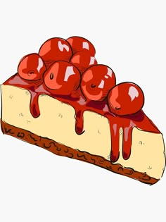 a piece of cheesecake with cherries on top