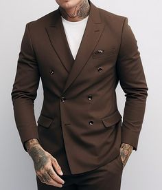 Men's Double Breasted Brown 2-Piece Suit - Classic Elegance for the Modern Gentleman" RethreadChic Please Send Us Your Complete Measurements In a Personalization Box Before Place Your Order. listing include- blazer, Trousers Color- Brown Material- Terry Rayon Premium Feel Free To Contact With Us If You Are Not Sure About Your Size Please Message Us Through (MESSAGE SELLER) Jacket Measurement-: 1Jacket Length 2 Chest 3 Stomach 4 Hip 5 Shoulder 6 Sleeve Length 7 Actual Height Your Pic (contact num Fitted Brown Long Sleeve Sets, Brown Slim Fit Sets For Semi-formal Occasions, Fitted Brown Double-breasted Suit, Fitted Single Breasted Brown Set, Fitted Brown Single Breasted Set, Fitted Brown Single-breasted Set, Brown Long Sleeve Business Sets, Classic Fitted Brown Sets, Fitted Classic Brown Sets