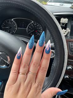 Blue Pointed Nails, Light Blue Nails Stiletto, Blue Pointy Nails, Stiletto Blue Nails, Blue Nail Designs Stiletto, Stiletto Glitter Nails, Blue Stilletos Nails, Stiletto Nails Blue, Blue Nails Stiletto