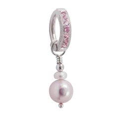 Above is a beautiful solid 925 sterling silver exclusive TummyToys pave set light pink cz gem belly button ring. Fixed to the bottom is a sterling silver double pink and white pearl charm. No other body jewelry offers the convenience, security and beauty of real jewelry like TummyToys. All TummyToys belly button rings are created with you in mind they are comfort fit and will not snag on clothing. Our easy to use patented snap-in design makes it the world's best navel ring. No more struggling wi Pink Dangle Belly Rings As Gift, Pink Dangle Belly Rings For Gift, Sterling Silver Dangle Belly Rings For Gift, Gift Sterling Silver Round Belly Rings, Pink Cubic Zirconia Jewelry With Charms, Pink Sterling Silver Jewelry With Charms, Pink Sterling Silver Charm Jewelry, Sterling Silver Pink Charms Jewelry, Nickel-free Pink Belly Rings As Gift