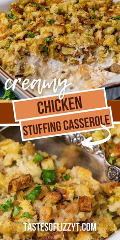 this creamy chicken stuffing casserole is the perfect side dish for thanksgiving