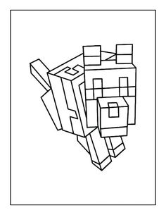 a black and white drawing of a cube in the shape of a block with squares on it