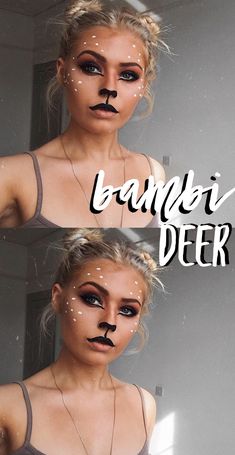 if you want a cute Halloween costume i love this deer makeup tutorial I did on youtube inspired by bambi, space buns too! Enjoy! bambi halloween tutorial, deer makeup tutorial, deer makeup, bambi makeup Bambi Halloween, Deer Halloween Makeup, Deer Makeup Tutorial, Makeup Space, Fox Makeup, Make Carnaval