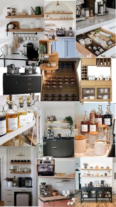 many different types of shelves and drawers in a kitchen