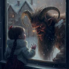 Gloomy Christmas, Krampus Quotes, Krampus Concept Art, Winter Horror, Scary Christmas Wallpaper, Krampus Wallpaper, Winter Monster, Krampus Fanart, Krampus Photoshoot