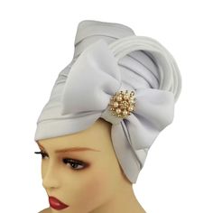 Bow Tie Turban Headscarf Circumference Size Is Approx 20.5-22inches, Stretches For Comfort And To Accommodate Most Head Sizes. Layer Turban Headswraps Are The Material Of Polyester, Not Slippery, Will Not Make Your Head Feel Tight. Burgundy Head Turbans Are The Bow Tie, Layer And Pearl Design, Stylish And Cute, Capture All The Surrounding Light. Pearl Beanie Vintage Headscarf Is A Great Accessory, You Can Wear The Turban Bow Tie Hat For Work, Going Out, Shopping, Running Or Other Occasions You M Elegant White Headwrap One Size Fits Most, Elegant White Headwrap Headband, Elegant White Headband Headwrap, African Headwrap, African Turban, Head Turban, Turban Cap, Head Wraps For Women, Wedding Muslim