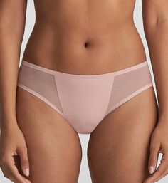 Modern sophistication imbues this elegant panty with a luxurious look and delivers ultra-comfortable wear. Made of polyamide (nylon) with elastane, and a cotton-lined crotch. Bonded, stretch waist and leg openings. Center front is opaque and unembellished. Sheer insets at front and back sides. High-cut sides make your legs look longer. Mid rise. Moderate rear coverage. Rear center is opaque. Tagless. Comfortable cotton crotch gusset. Marie Jo Women's L'Aventure Louie Rio Bikini Brief Panty in Po Feminine Bra Friendly Brief Bottoms, Pink Stretch Lined Bottoms, Pink Smoothing Brief Bottoms, Feminine Seamless Pink Bottoms, Elegant Short Length Bottoms With Soft Touch, Make Your Legs Look Longer, Panty Style, High Cut, Mid Rise