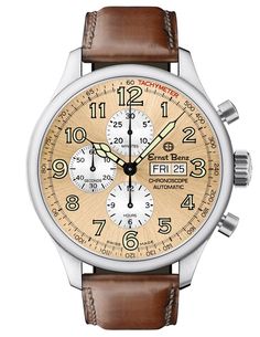 Ernst Benz GC10113 Men's Brown 47mm Automatic Watch Traditional ChronoScope Copper Dial Brown Classic Leather Strap Chronograph Heart Rate Monitor Watch, Swiss Army Watches, Custom Strap, Tic Toc, Expensive Watches, Invicta Watches, Unisex Watches, Mens Luxury, Men's Watches