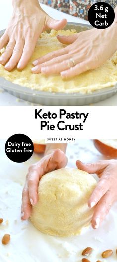 two images showing how to make keto pastry pie crusts with the recipe below