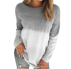 Casual O-Neck Print Pullover Striped Sweatshirt for Women Tie Dye Cotton, Sweat Shirts, Trendy Fashion Outfits, Tie Dye Long Sleeve, Over Sized, Mode Online, Casual Sets, Tie Dye Print, Wholesale Clothing