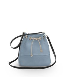 Steel Blue/Black Blue Crossbody Bucket Bag, Blue Bucket Bag With Pockets, Blue Bucket-shape Shoulder Bag For Daily Use, Blue Bucket Bag With Gold-tone Hardware, Blue Double Handle Bucket Bag For On-the-go, Small Buckets, Mini Bucket, Mini Bucket Bags, Leather Bucket