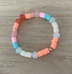 This is a bracelet with flat beads, and round beads and very cute! Flat Beads Bracelets, Flat Beads, Beads Bracelets, Bracelet Diy, A Bracelet, Bracelet Crafts, Bead Bracelet, Round Beads, Jewelry Bracelets