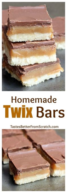 homemade twix bars stacked on top of each other