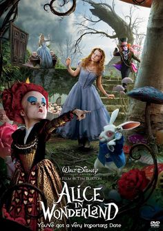 the movie alice and the wonderland is shown in an image from disney's animated film