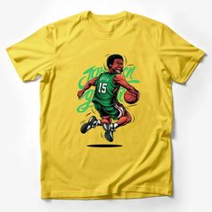 Celebrate your love for classic basketball with this eye-catching Vintage Basketball Player T-Shirt. Featuring a vibrant retro-styled illustration of a basketball player in action, this shirt is perfect for any sports enthusiast. The detailed artwork, set against a bold background, makes it a standout piece in any wardrobe. Made with high-quality materials, it ensures comfort and durability whether you are on the court or just cheering from the sidelines. Custom graphic T-Shirt.Customize your co Basketball T-shirt With Sublimation Print, Graphic Tee For Basketball Sports Season, Basketball Graphic Tee For Sports Season, Basketball Graphic Tee With Crew Neck, Throwback Basketball T-shirt For Sports Season, Basketball Fan Apparel T-shirt With Crew Neck, Basketball Screen Print Crew Neck T-shirt, Basketball Short Sleeve T-shirt With Screen Print, Throwback Basketball T-shirt With Crew Neck