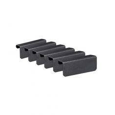 six black plastic square holders on a white background, set of four in the same row