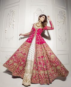 Hot Pink Color Wedding Anarkali Lehenga – Panache Haute Couture भारतीय दुल्हन संबंधी, डिजाइनर कपड़े, Anarkali Lehenga, Red Lehenga, Shocking Pink, Indian Bridal Dress, Indian Gowns Dresses, Pakistani Bridal Dresses