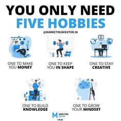 a poster with the words you only need five hobbies