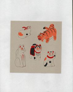 an image of cats and dogs on a piece of paper