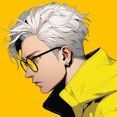 an anime character with white hair and glasses