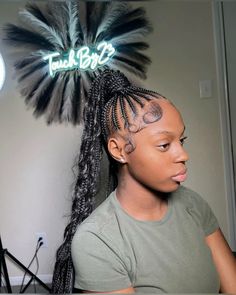 @ touchbyz3 Girls Braided Hairstyles Kids, Short Box Braids Hairstyles, Pretty Braids, Cute Quick Hairstyles, Black Ponytail Hairstyles