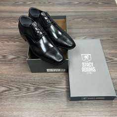 Stacy Adams Kallan Black Wingtip Pattern Oxfords Dress Shoes Size 11 M! New In Box! Please Make Reasonable Offers And Bundle! Ask Questions! :) Black Dress Shoes With Perforated Toe For Formal Occasions, Formal Black Dress Shoes With Perforated Toe Box, Brown Oxfords Men, Cognac Shoes, Brown Oxford Shoes, Stacy Adams Shoes, Mens Black Dress Shoes, Brown Leather Dress, Adam Black