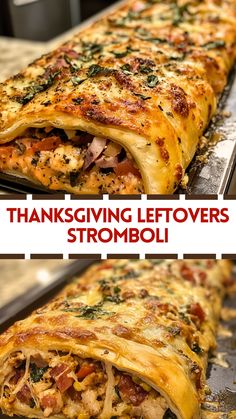 Thanksgiving Recipes: Thanksgiving Leftovers Stromboli Thanksgiving Leftover Stromboli, Thanksgiving Recipes Non Dairy, Thanksgiving Sandwich Leftover, Stuffing Leftovers Recipes, Holiday Leftover Recipes, Recipes With Leftover Stuffing, Thanksgiving Leftover Breakfast Recipes, Thanksgiving Stromboli, Leftover Turkey Stuffing Recipes