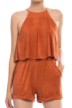 Burnt Orange Suede Romper - Longhorn Fashions Recruitment Outfits, Sassy Dress, Casual Chique, Future Clothes, Gameday Outfit, College Fashion, Dress Romper, Playsuit, Beautiful Outfits