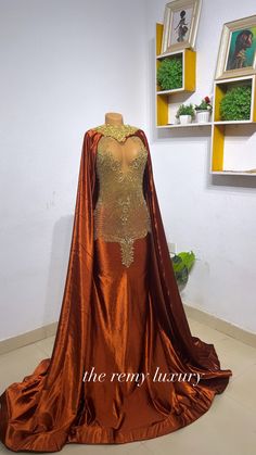 luxury burnt orange dress Burnt Orange Prom Dress, Luxury Prom Dress, Orange Prom Dress, African Prom Dress, Orange Gown, Orange Prom Dresses, Detachable Cape, Muslim Wedding Dresses, African Prom Dresses