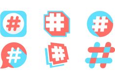 a bunch of different types of speech bubbles with hash symbols in each one on them