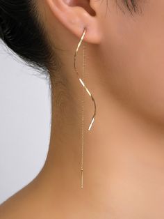 Long Chain Earrings, Jewelry Accessories Ideas, Spiral Earrings, Fancy Jewelry, Dangly Earrings, Threader Earrings