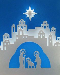 a glass nativity scene with the birth of jesus and baby jesus in front of a star