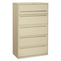 four drawer file cabinet with wheels in sand colored finish by honley - o - shelf