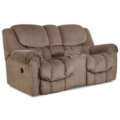 the reclining loveseat is shown with no headrests and has two arm rests