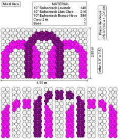 the pattern for this beaded wall hanging is shown in purple and white, with dots on