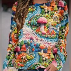 This Is Actually A Printed Sweater, Nice Lightweight, Soft Material With This Super Fun Design. I Am Planning To Get Any With Different Designs So Keep Your Eyes Open If You Love It! Mushroom Sweater, Keep Your Eyes Open, Fox Sweater, Fall Trends Outfits, Pullover Outfit, Eyes Open, Printed Sweater, Print Pullover, Crochet Sweater